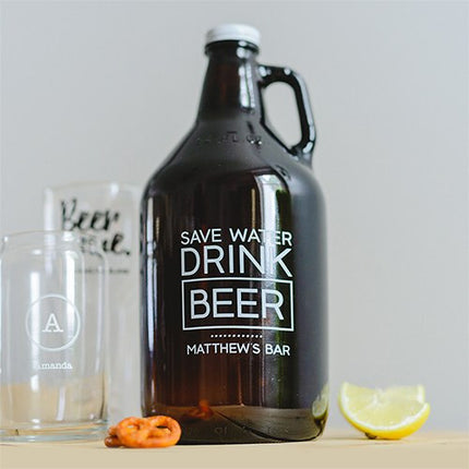 Personalized Glass Beer Growler - Drink Beer Print