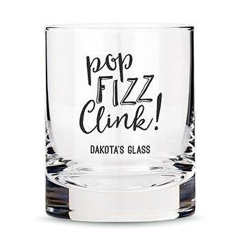 Personalized Whiskey Glasses with Pop Fizz Clink! Printing Black