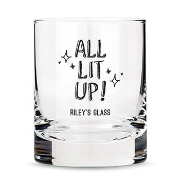 Personalized Whiskey Glasses with All Lit Up! Printing Black
