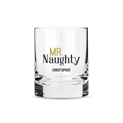 Personalized Whiskey Glasses with Mr. Naughty Print