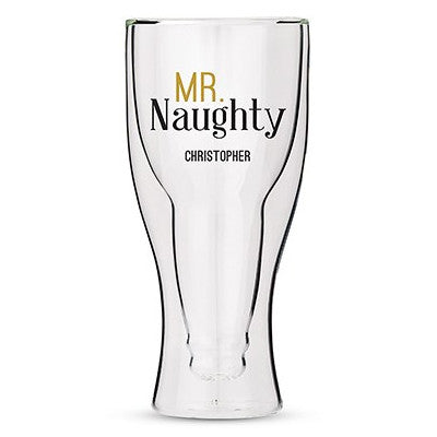 Personalized Double Walled Beer Glass Mr. Naughty Print