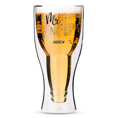 Personalized Double Walled Beer Glass Mr. Nice Print