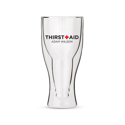 Personalized Double Walled Beer Glass Thirst Aid Print