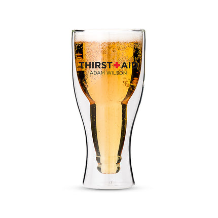 Personalized Double Walled Beer Glass Thirst Aid Print