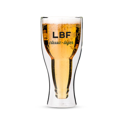 Personalized Double Walled Beer Glass Classic Lager Print