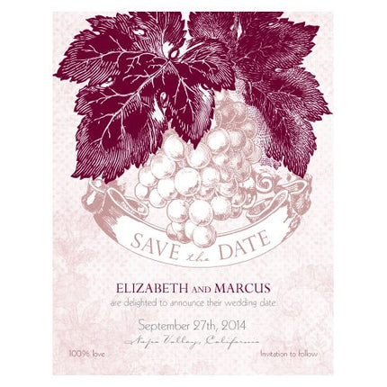 A Wine Romance Save The Date Card Berry Red (Set of 25)