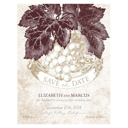 A Wine Romance Save The Date Card Chocolate Brown (Pack of 25)
