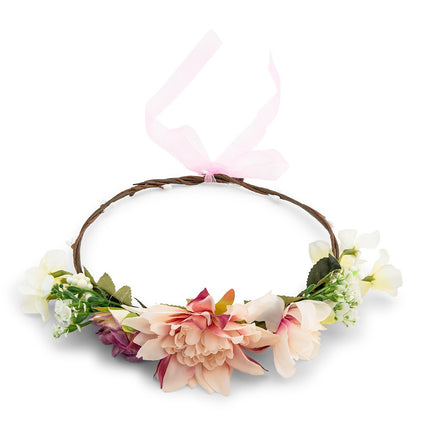 Light Pink Dahlia Medley Bridal Party Flower Crown Wreath