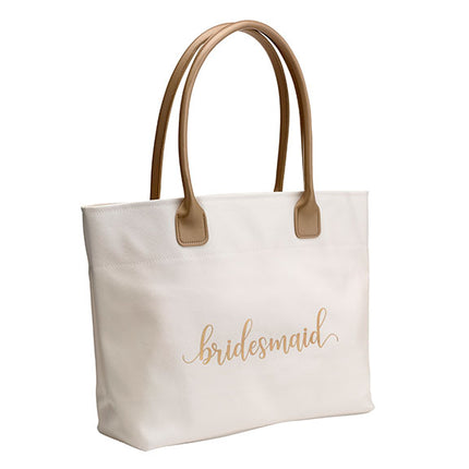 Bridesmaid Tote Bag with Metallic Gold Font