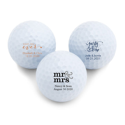 Custom Monogram Printed White Golf Balls For Party Favors
