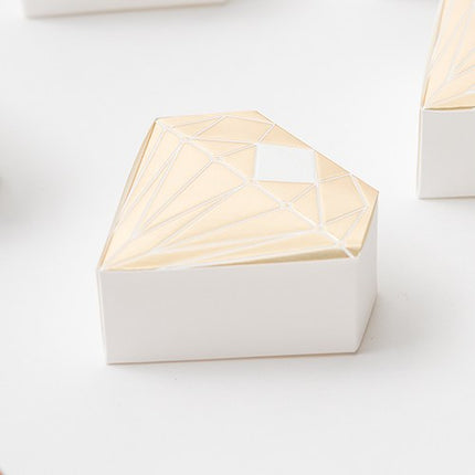 Gold or Silver Diamond Shaped Wedding Party Favor Box (Pack of 10)