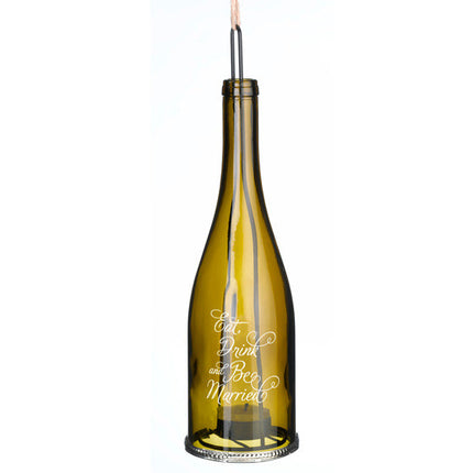 Eat, Drink and Be Married Wine Bottle Candle Holder