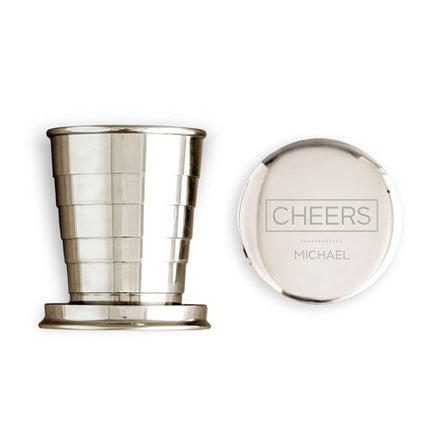 Engraved Cheers Personalized Collapsible Silver Shot Glass - Discontinued
