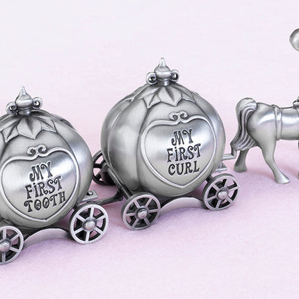 Fairy Tale Coach Pewter Tooth and Curl Boxes Gift Idea Flower Girls