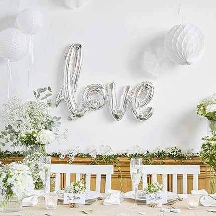 Silver Cursive Love Foil Balloon Wedding Party Reception Decoration