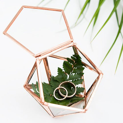 Glass Geometric Copper Wedding Ring Jewelry Box