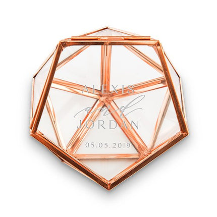 Personalized Glass Geometric Copper Wedding Ring Jewelry Box