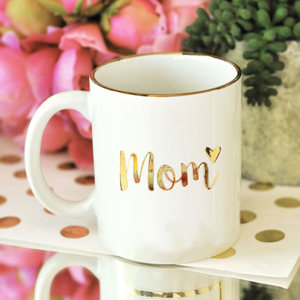 Gold Lettering Heart Mom Coffee Mug Gift