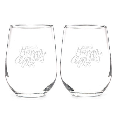 Personalized Happily Ever After Stemless Glass (Set of Two Glasses)