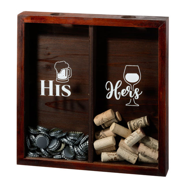 His and Hers Bottle Cap and Cork Wedding Ceremony Box