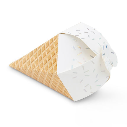 Ice Cream Cone Shaped Wedding Party Favor Metallic Foil Box (Pack of 10)