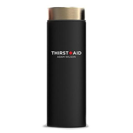 Thirst Aid Stainless Steel Personalized Water Bottle with Gold Lid