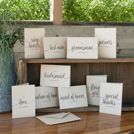 Kraft Wedding Party Thank You Card Set (30 cards with blank envelopes)