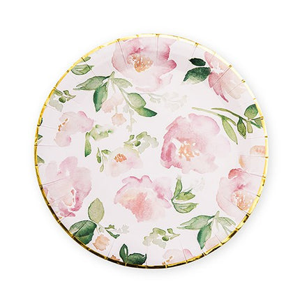 Large Round Disposable Paper Party Plates - Floral Garden Party 