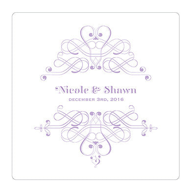 Lavender Fanciful Monogram Personalized Clear Acrylic Block Cake Topper