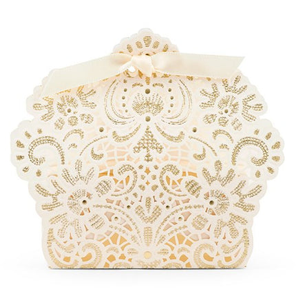 Foil and Lace Wedding Party Favor Box
