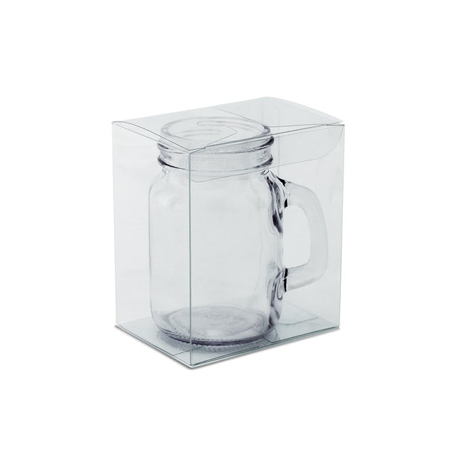 Pack of 10 Mason Jar 4-oz Shot Glass Clear Plastic Gift Box 3" x 2" x 3"