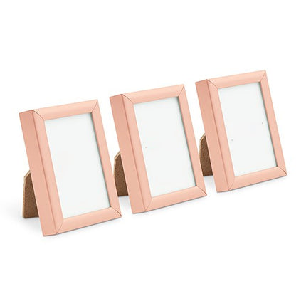 Rose Gold 1.75" X 2.5" Metallic Wedding Party Picture Frames (Set of 3)