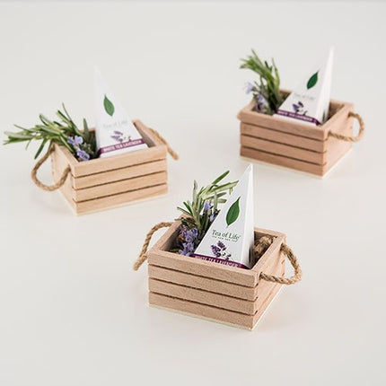 Mini Wooden Crate Party Favor Box with Jute Handles (Pack of 4)