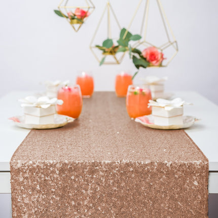 Metallic Rose Gold Sparkle Sequin Table Runner