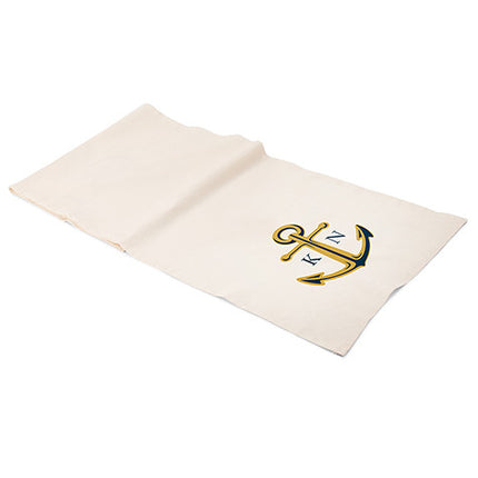 Nautical Anchor Personalized Off White Linen Table Runner