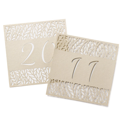 Organic Leaves Wedding Reception Table Number Card Set