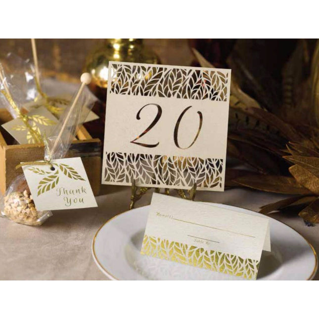 Gold Organic Leaves Wedding Party Favor Thank You Tag (Pack of 25)