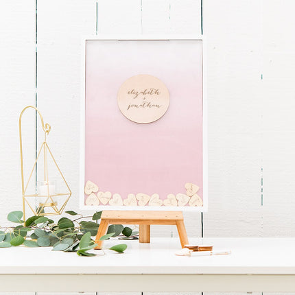 Personalized Ombre Wedding Drop Box Guest Book Alternative with 100 Hearts