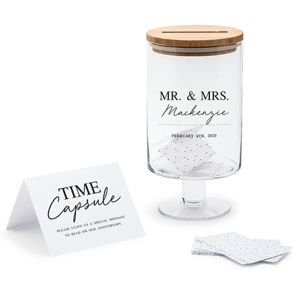Personalized Mr. & Mrs. Glass Wedding Wishes Guest Book Jar