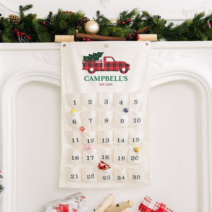 Christmas Truck Themed Personalized Reusable 25 Days Of Christmas Fabric Advent Calendar