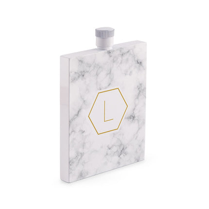 Personalized White Geo Marble Stainless Steel 3 Oz. Hip Flask