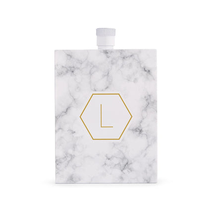 Personalized White Geo Marble Stainless Steel 3 Oz. Hip Flask