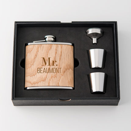 Personalized Wood Wrapped Hip Flask
