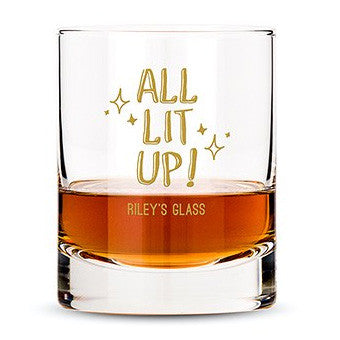 Personalized All Lit Up Whiskey Rocks Glass