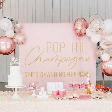 Pop The Champagne She's Changing Her Name Printed Photo Backdrop Wedding Decoration