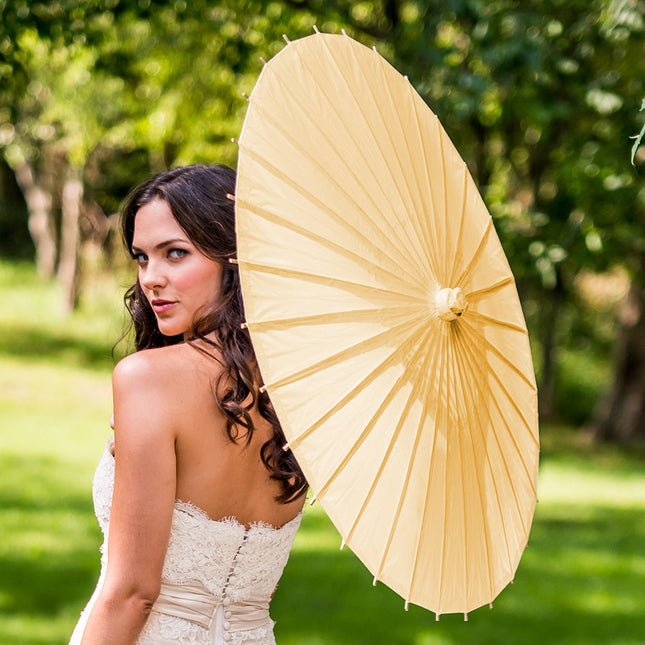 Ivory Paper Parasol with Bamboo Handle