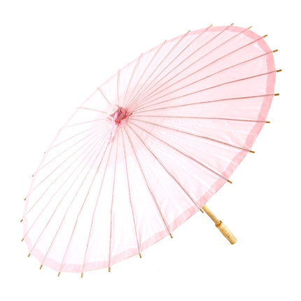 Vintage Pink Paper Parasol with Bamboo Handle