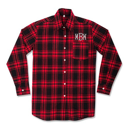 Personalized Embroidered Red Plaid Boyfriend Shirt For Bridesmaids