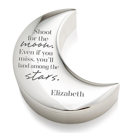 Shoot for the Moon Personalized Silver and Velvet Half Moon Jewelry Box