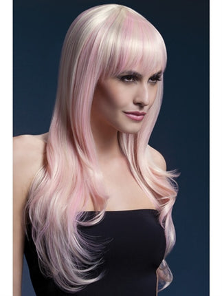 Colorful Long Hair Party Blonde Light Pink Wig